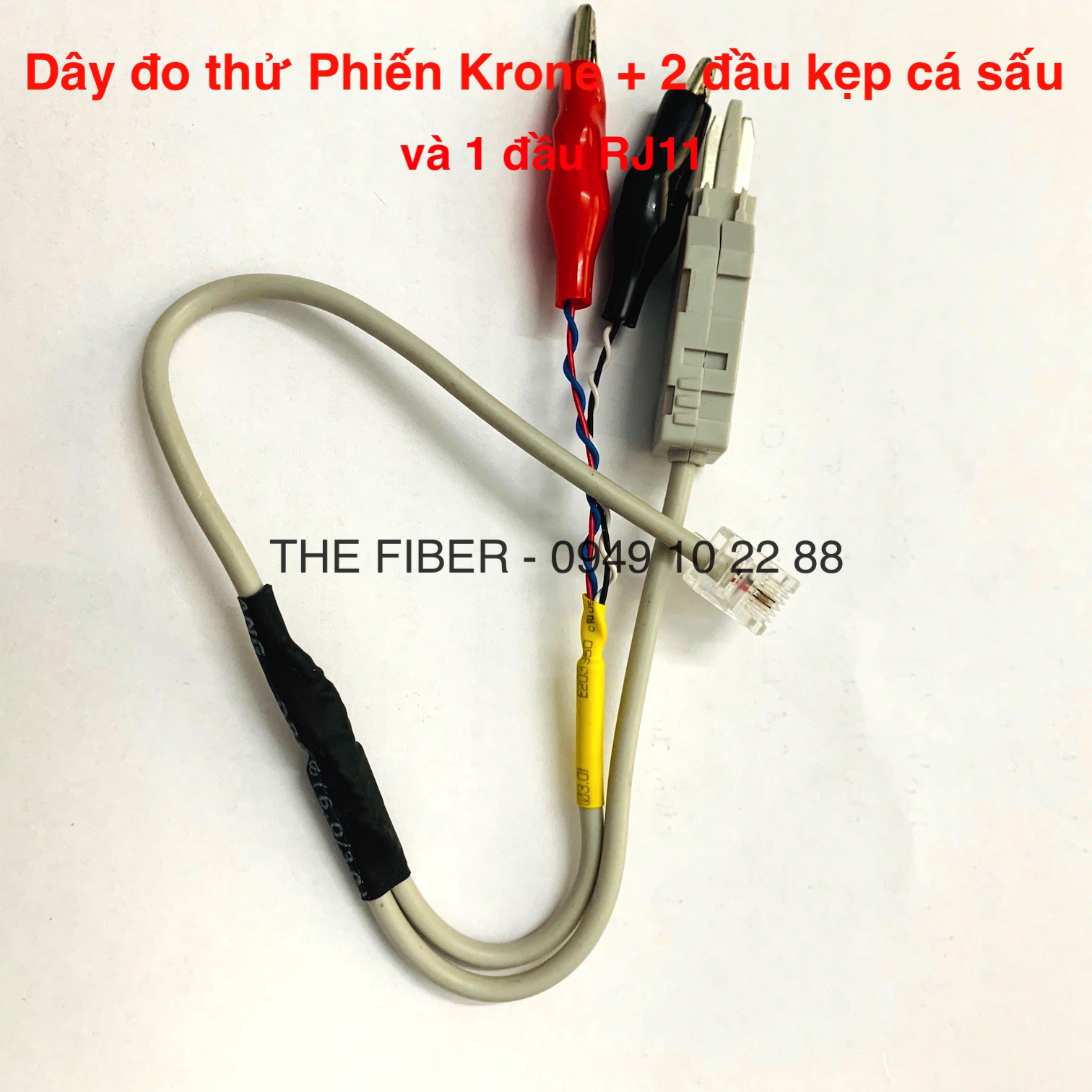 [HCM]Dây đo thử phiến Krone 2 đầu kẹp cá sấu và 1 đầu RJ11
