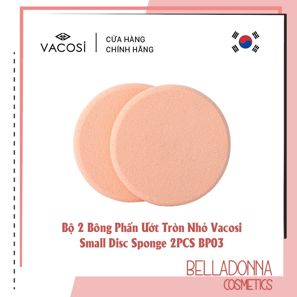 [Hàng Chính Hãng] Bộ 2 Bông Phấn Ướt Tròn Nhỏ Vacosi Small Sponge 2PCS BP03