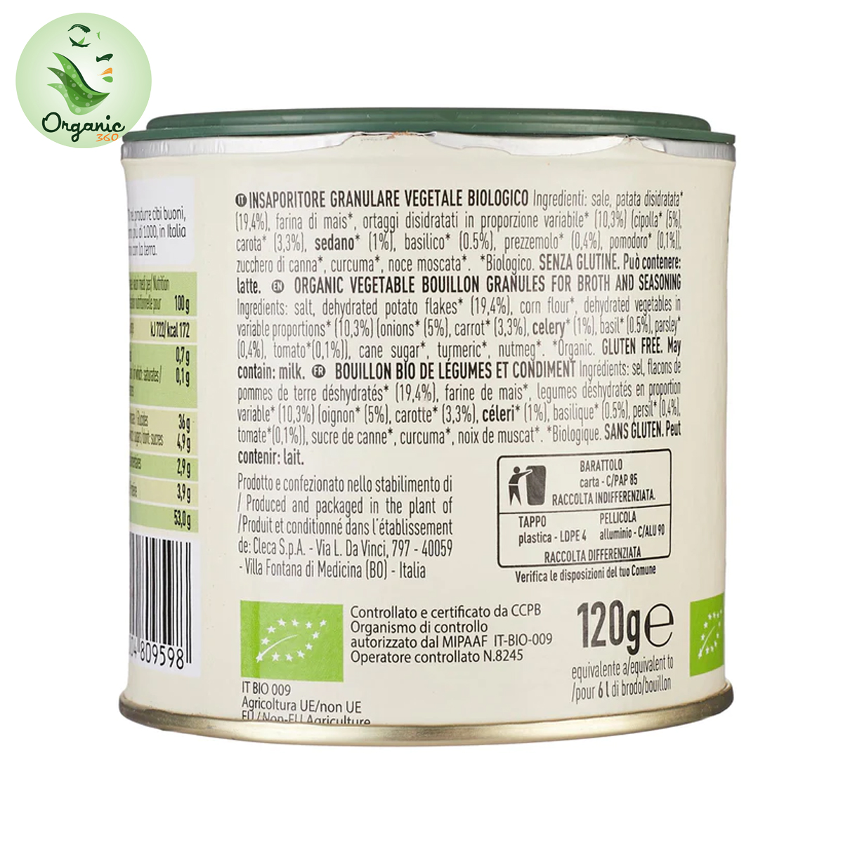 Hạt nêm hữu cơ Alce Nero 120g