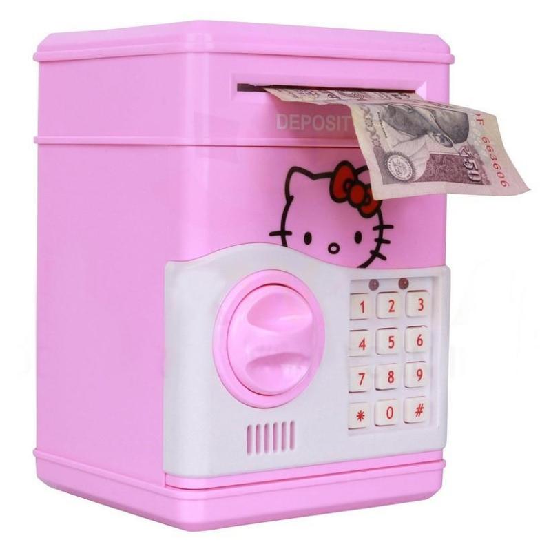 Két sắt mini đựng tiền thông minh cho bé ( màu hồng )
