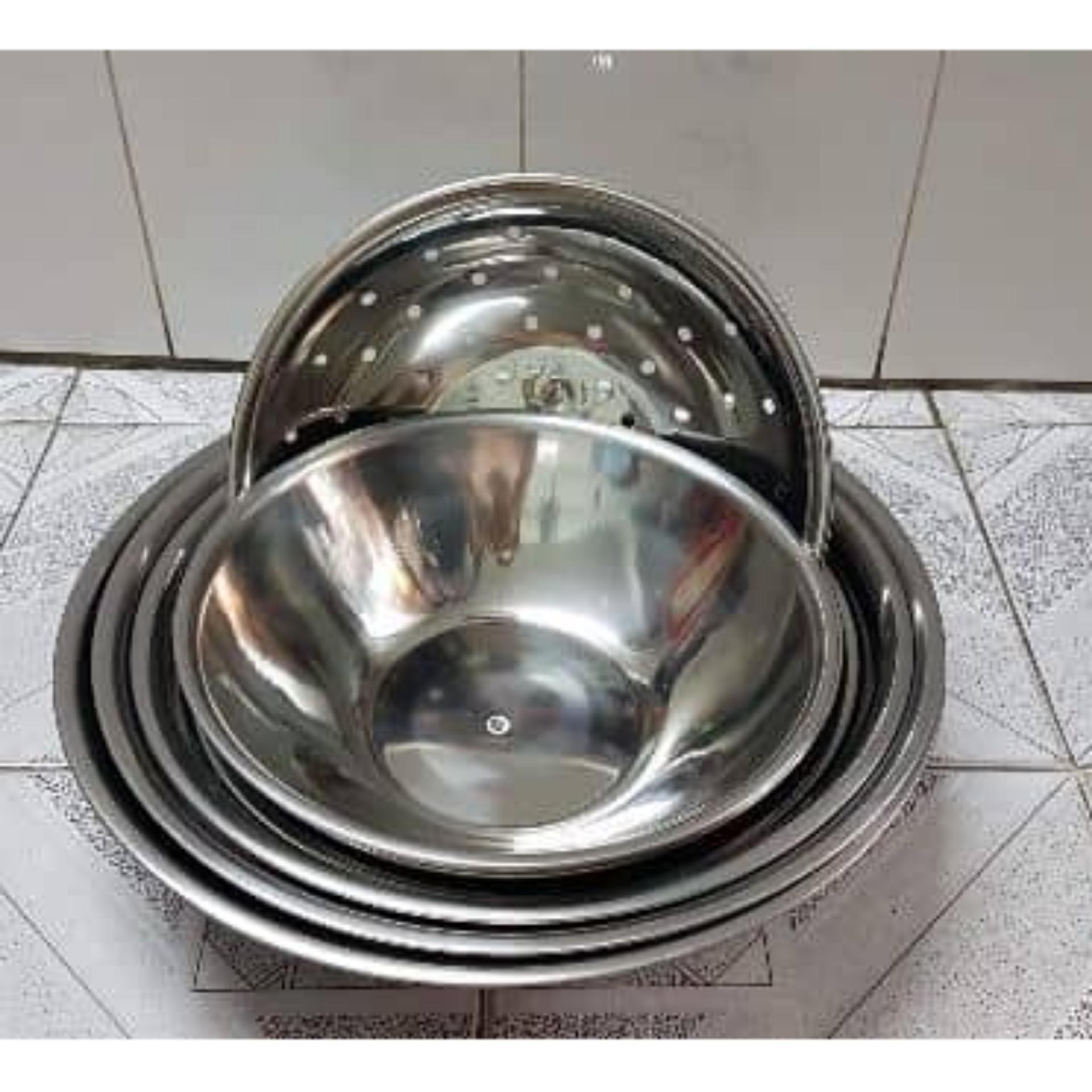 [HCM]Bộ thau rổ inox 6 cái ( 5 thau 32,34,36,40 và 45cm và 1 rổ 34cm)