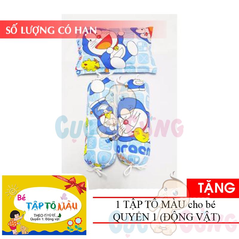 Bộ gối nằm và 2 gối ôm thảo dược Đinh Lăng chống mồ hôi trộm cho bé sơ sinh Baby Chick - họa tiết ngẫu nhiên Tặng 1 tập tô màu (nhiều loại tùy chọn)