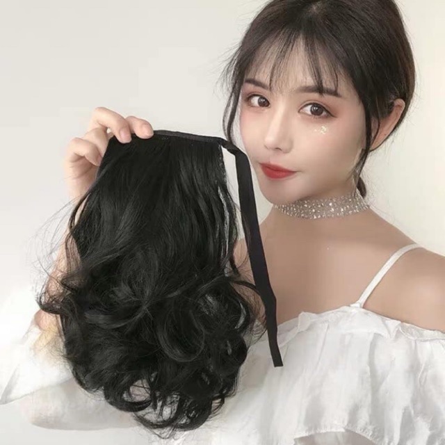 Tóc Giả - Tóc Giả Cột Xoăn Ngắn 25Cm - Tơ Cao Cấp