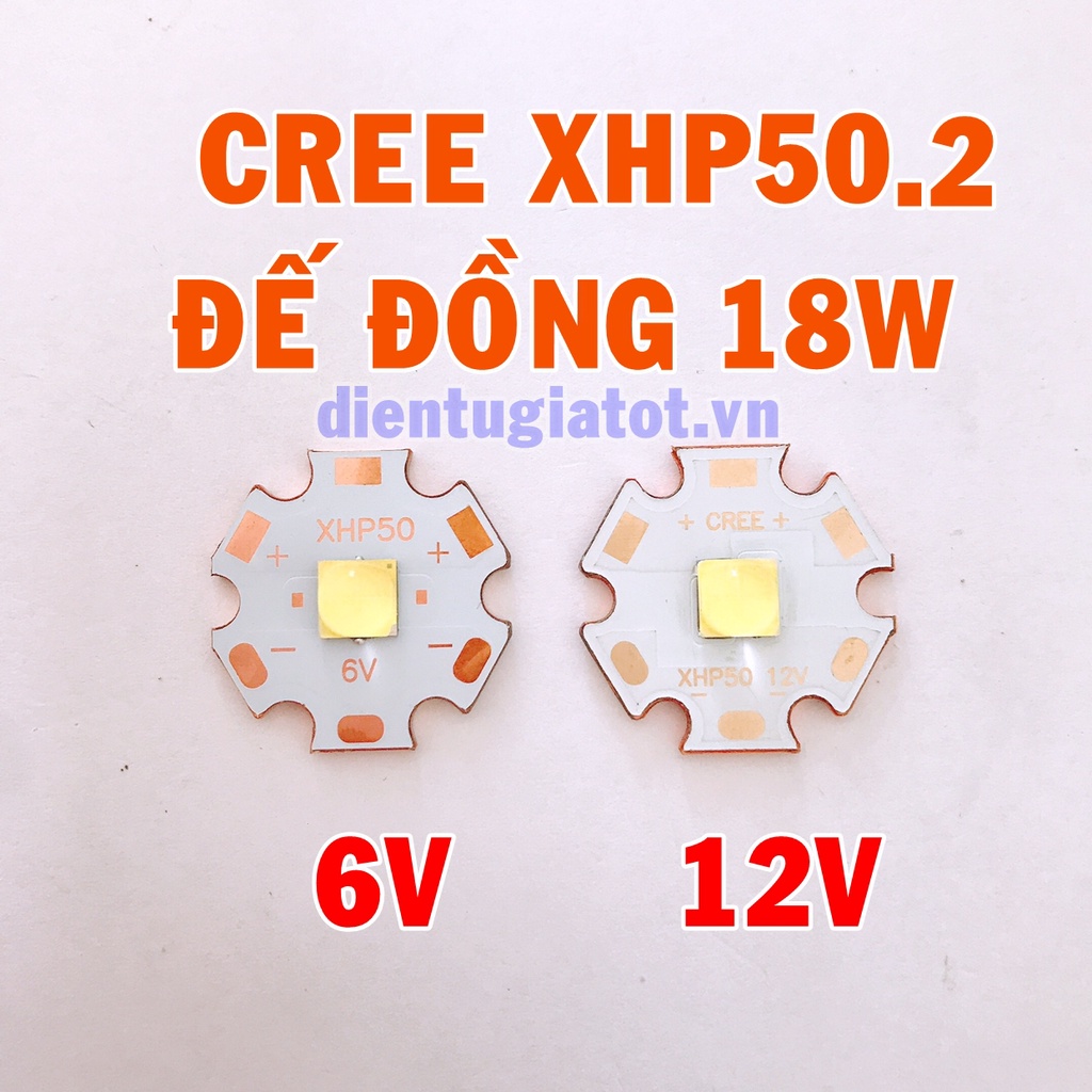 Led cree xhp50 -2 điện áp 6/12v 18w đế đồng