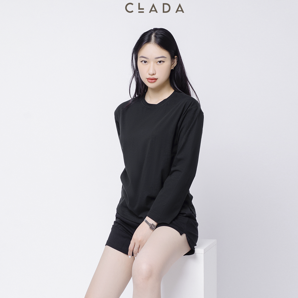 Áo Dài Tay Cotton thương hiệu CLADA Essential - Đen