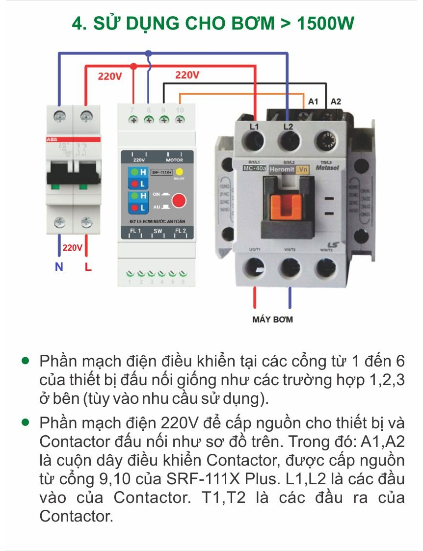 RƠ LE AN TOÀN (PHIÊN BẢN MỚI) CHO PHAO ĐIỆN CHO MÁY BƠM