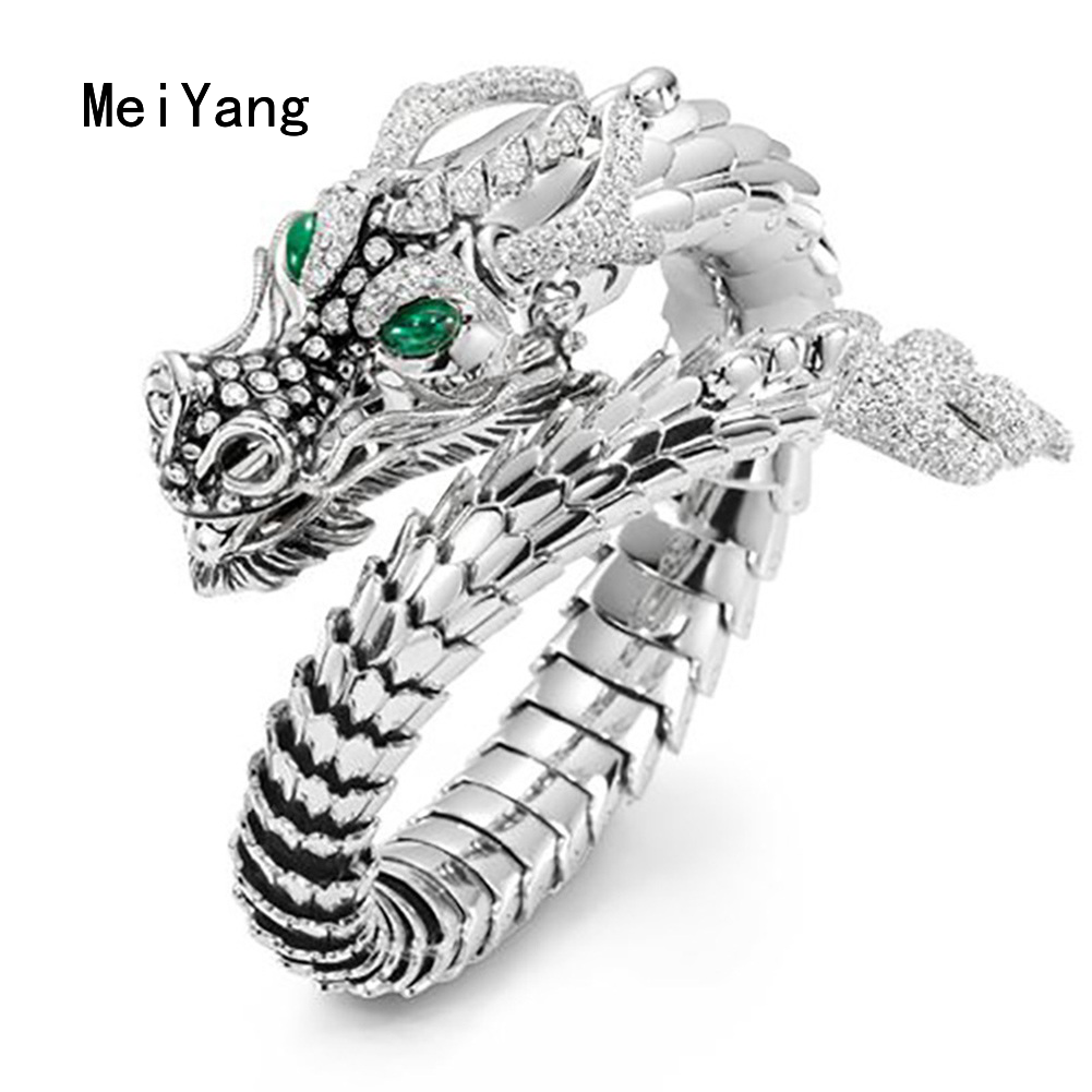 MeiYang Creative Dragon Shape Ring Adjustable Vintage Punk Dragon Ring Men Rock Rap Fashion Ring