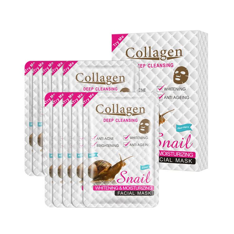 Mặt nạ ốc sên cllagen snail whitening & moisturizing facial mask dưỡng trắng da cấp ẩm trẻ hóa da 1 hộpx10 miếng