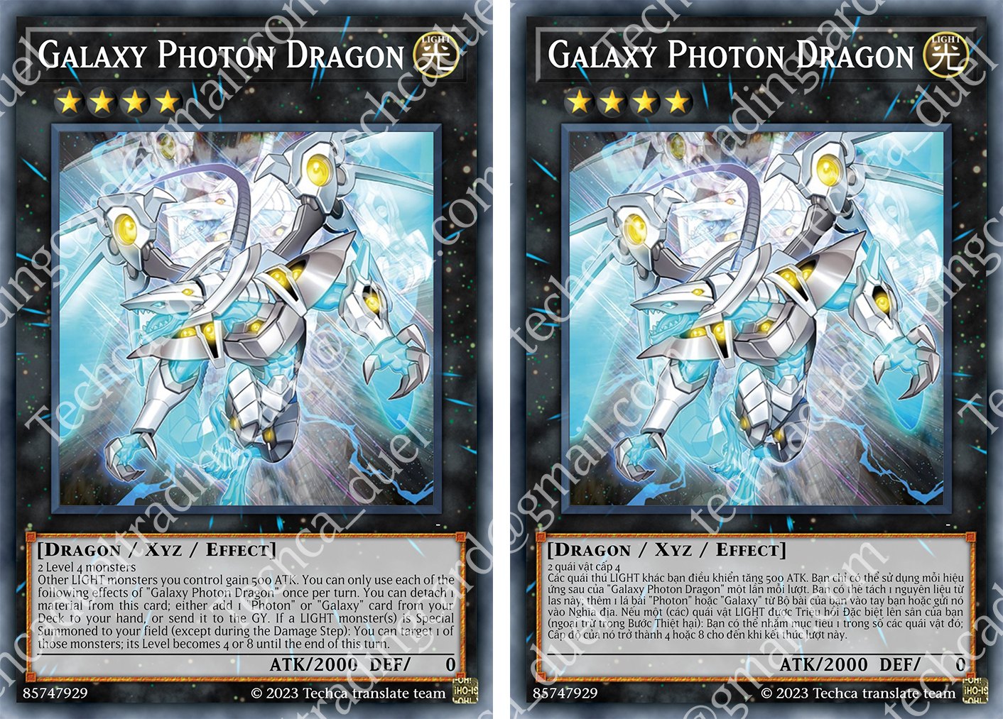 Bài In Tiếng Việt - Bộ bài Yugioh - Custom Deck - Photon X Galaxy