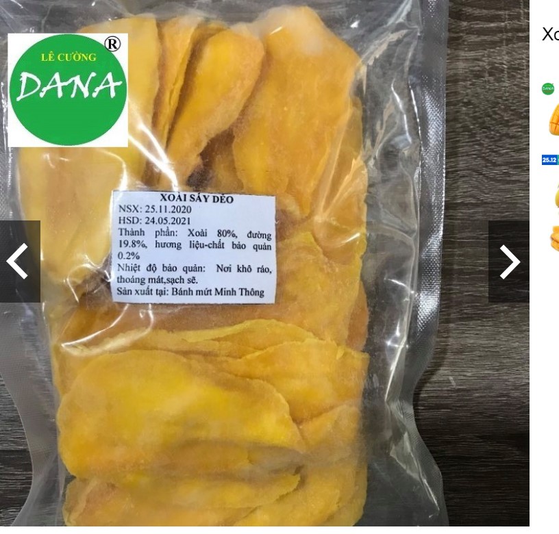 Xoài sấy dẻo không đường