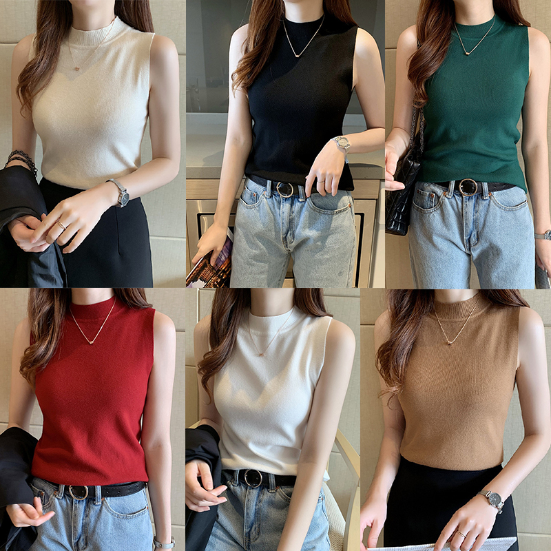 Áo len sát nách trơn cổ 3p quảng châu nữ al075
