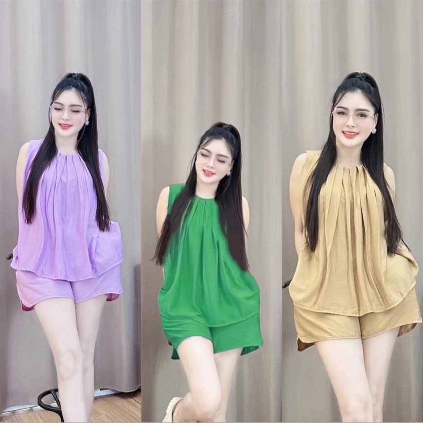 [3 SIZE 45-65KG TÙY CHIỀU CAO] 3 size 45-65kg SET ĐŨI XẾP LY CỔ ÁO SIÊU MỀM MÁT DỄ THƯƠNG ĐI CHƠI, DU LỊCH