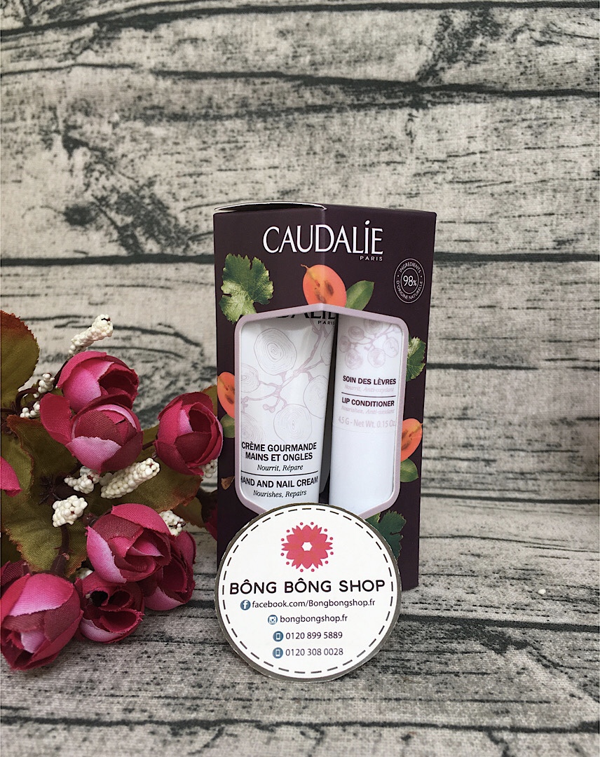 (Chuẩn Pháp-mẫu mới) Set kem dưỡng da tay và móng + son dưỡng Caudalie