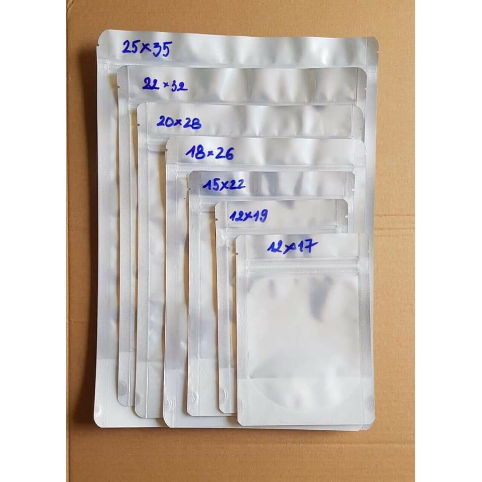 1 túi Zip Bạc Đáy Đứng (1mặt bạc 1mặt trong) Full size