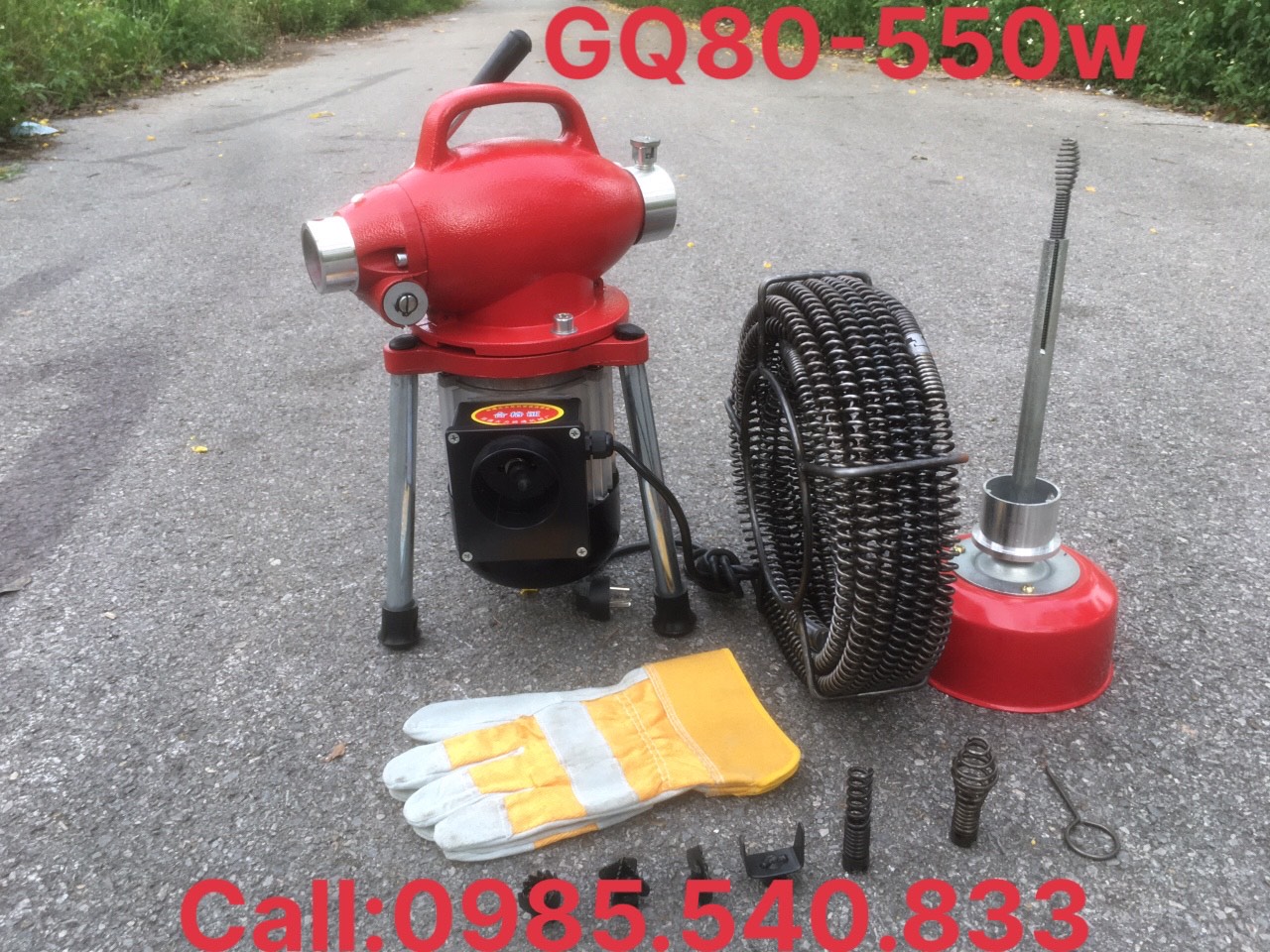 MÁY THÔNG CỐNG GQ80-550w (12M dây phi16 +4m phi8 + 6đầu thông + 1 đôi găng tay )
