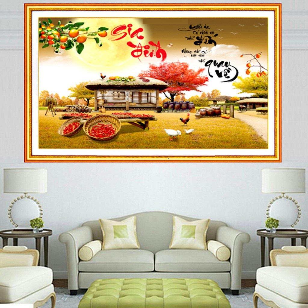 Tranh thêu chữ thập Gia Đình (kích thước nhỏ 63x47cm)