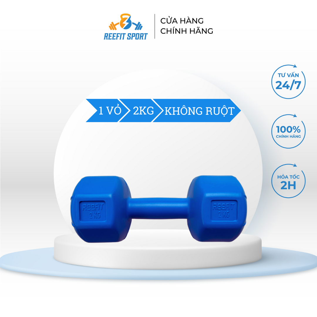 Vỏ tạ tay nhựa bát giác Reefit 2kg không ruột chưa nhồi