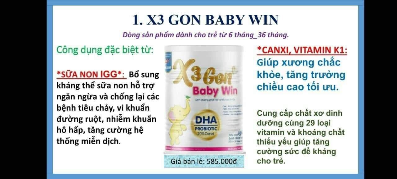 (CHÍNH HÃNG) X3 Gon baby win- Hộp 900gr