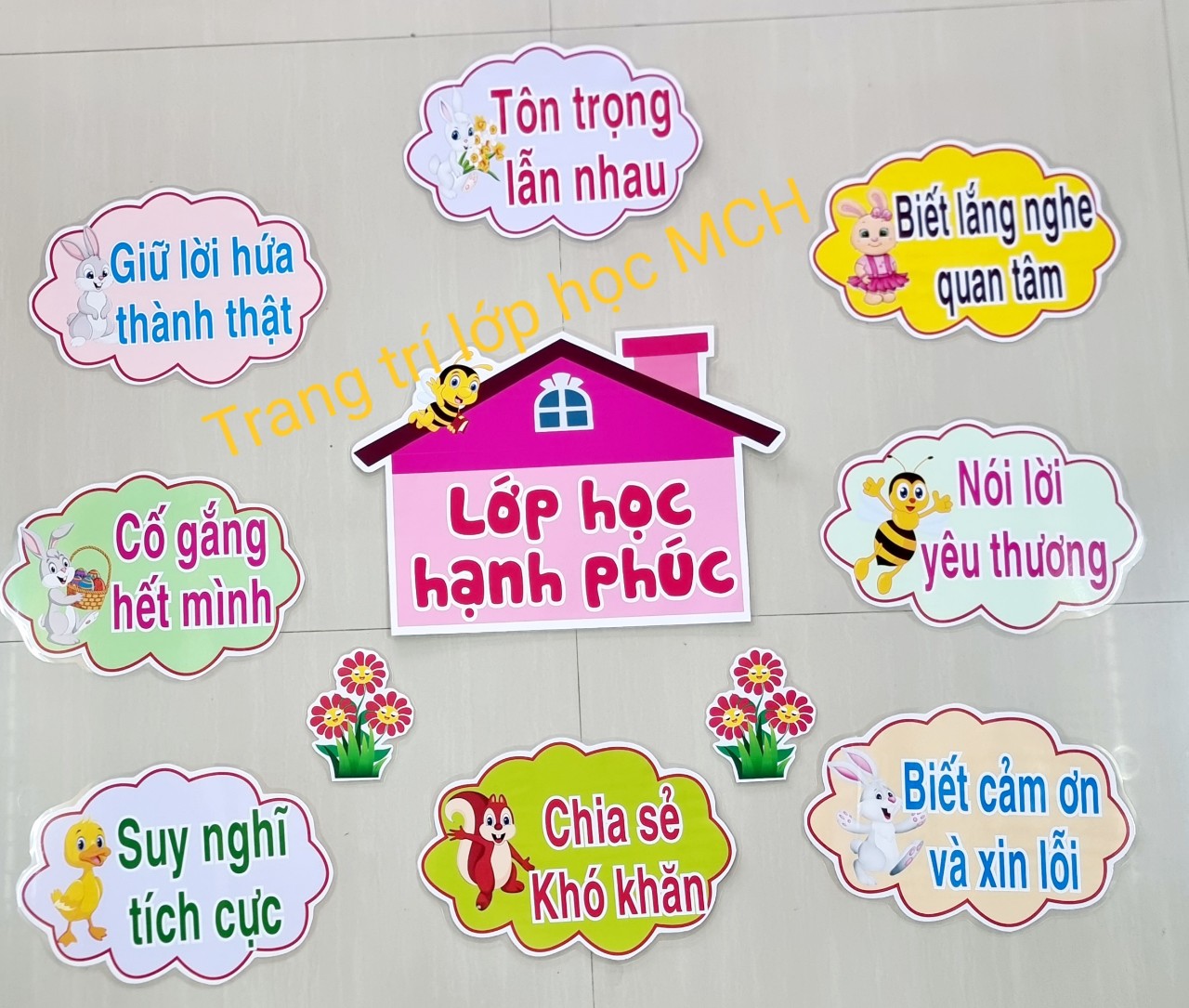(Đồ dùng dạy học MCH) Sét Rời Lớp học hạnh phúc Mẫu Nhà .