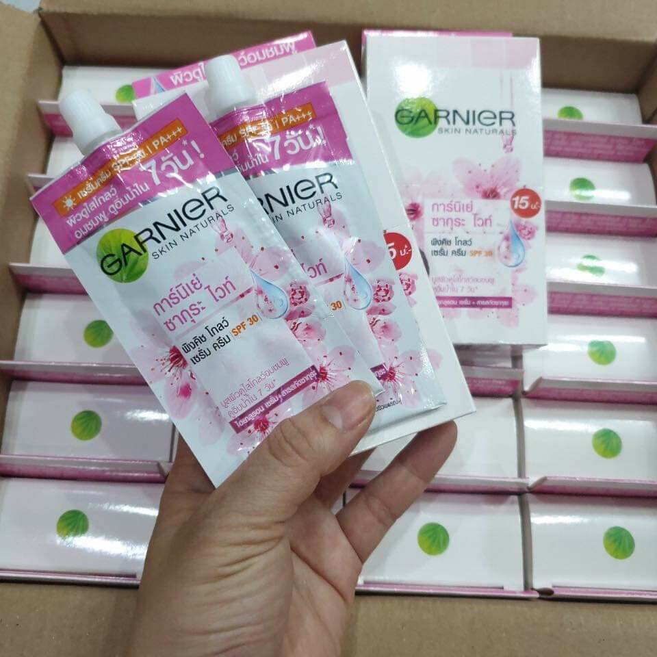 Hộp 6 gói kem dưỡng trắng da chống nắng garnier thái lan