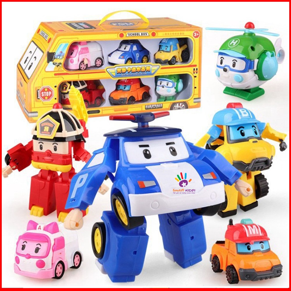 [HÀNG LOẠI 1] Bộ 6 Xe Robocar Poli biến hình