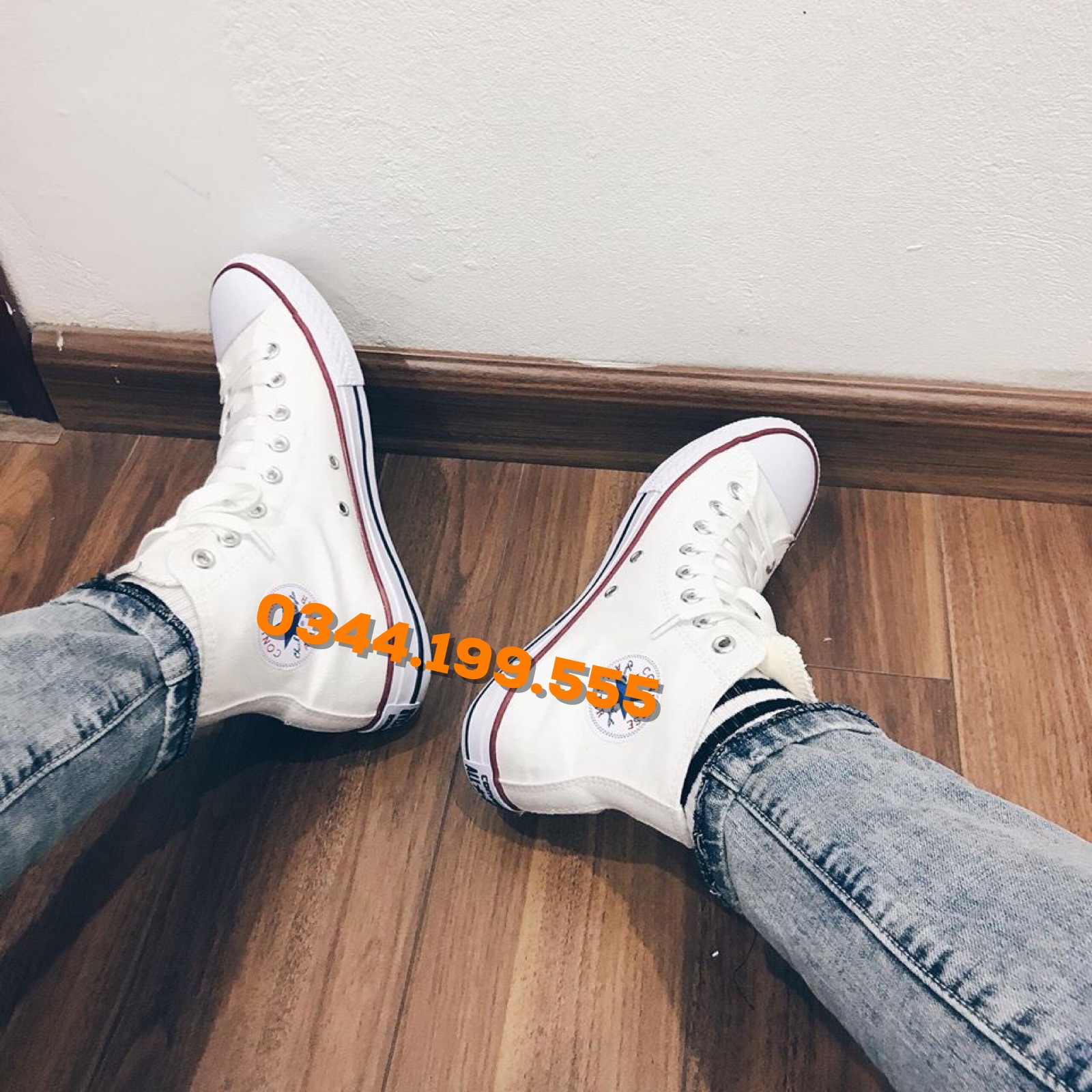 🔥[FULL BOX] Giày Converse Classic Màu Trắng Cao Cổ