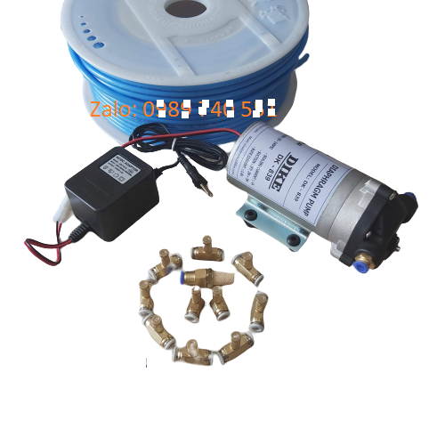 Bộ máy phun sương 10 béc sử dụng máy bơm phun sương 24v công suất 60W