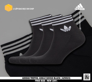 [ HÀNG CHÍNH HÃNG ] Vớ Adidas Trefoil Ankle Socks Black Đen ( AZ5523 ) - REAL AUTHENTIC 100% thumbnail