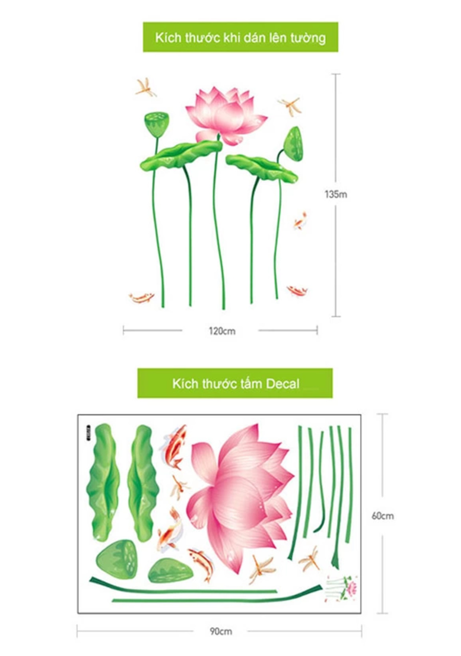 [HCM]DECAL DÁN TƯỜNG HOA SEN HỒNG 12