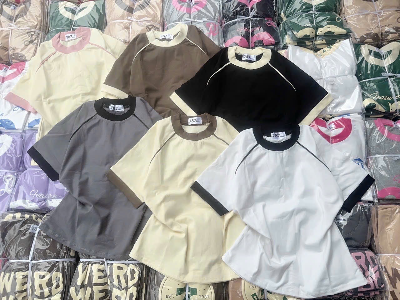 Áo thun nữ dáng ôm nhẹ babytee một sọc trước ( mã một sọc viền 787 )