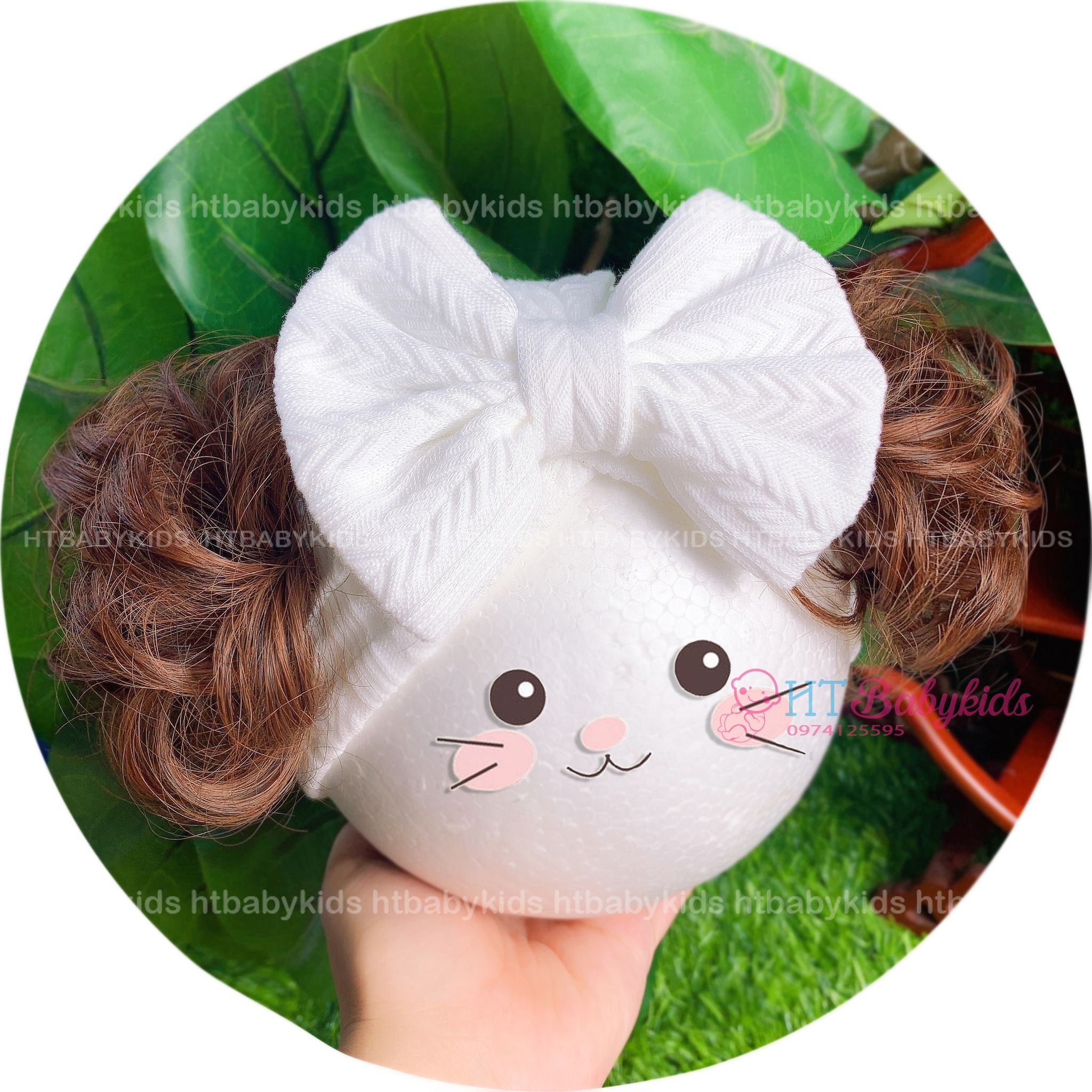 Nón tóc giả cho bé, turban tóc giả cho bé gái tết