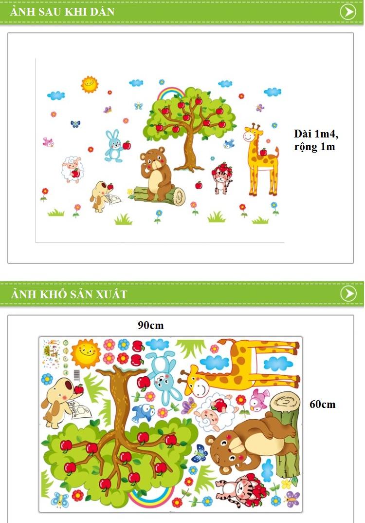 Decal dán tường Thú qua cầu vườn cherry - T59-kiddecals