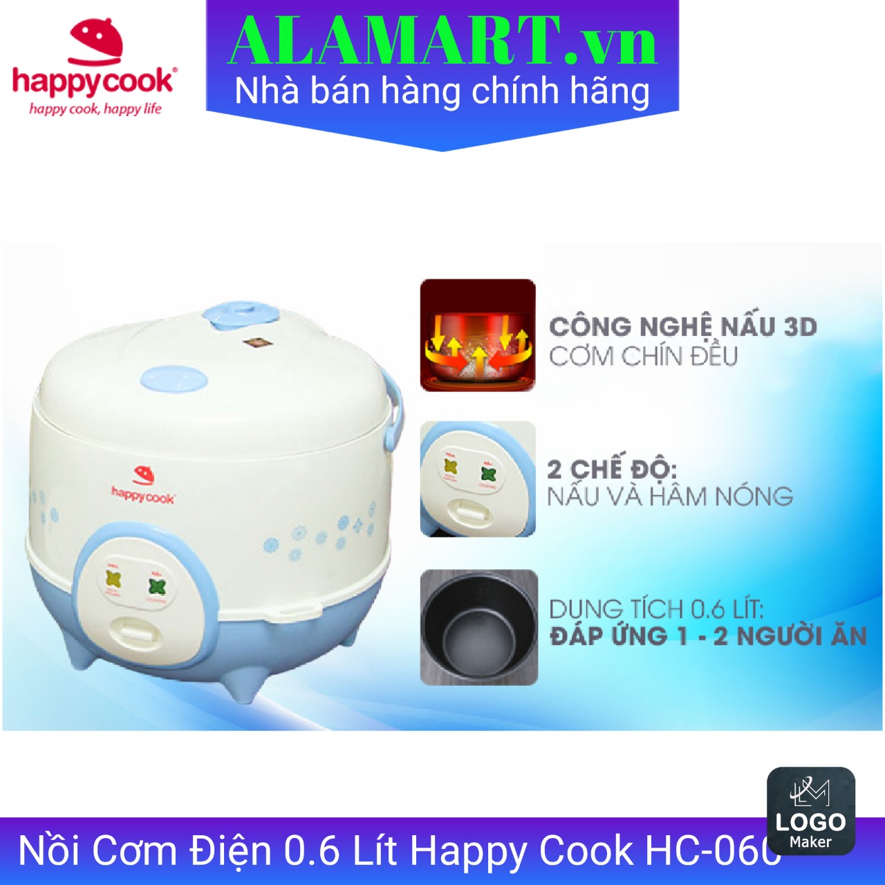 Nồi cơm điện Happy Cook 0.6L HC-060