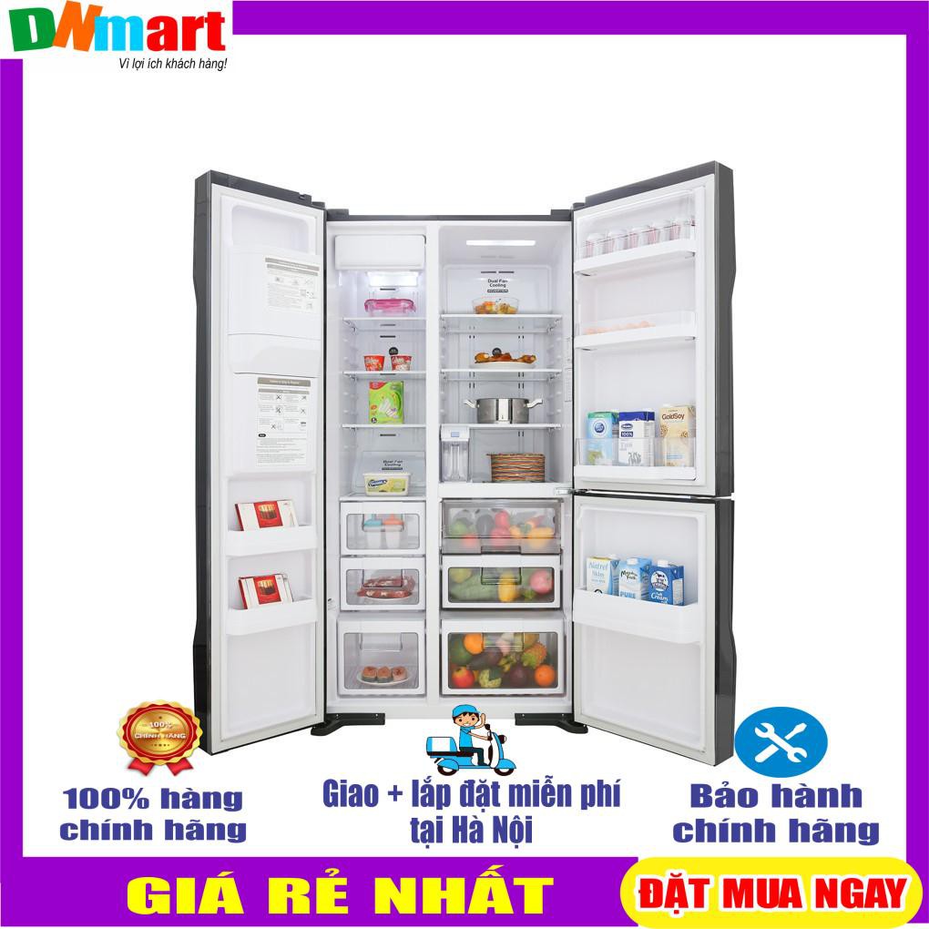 [Trả góp 0%]Tủ lạnh Hitachi side by side 3 cửa màu đen R-FM800GPGV2(GBK)