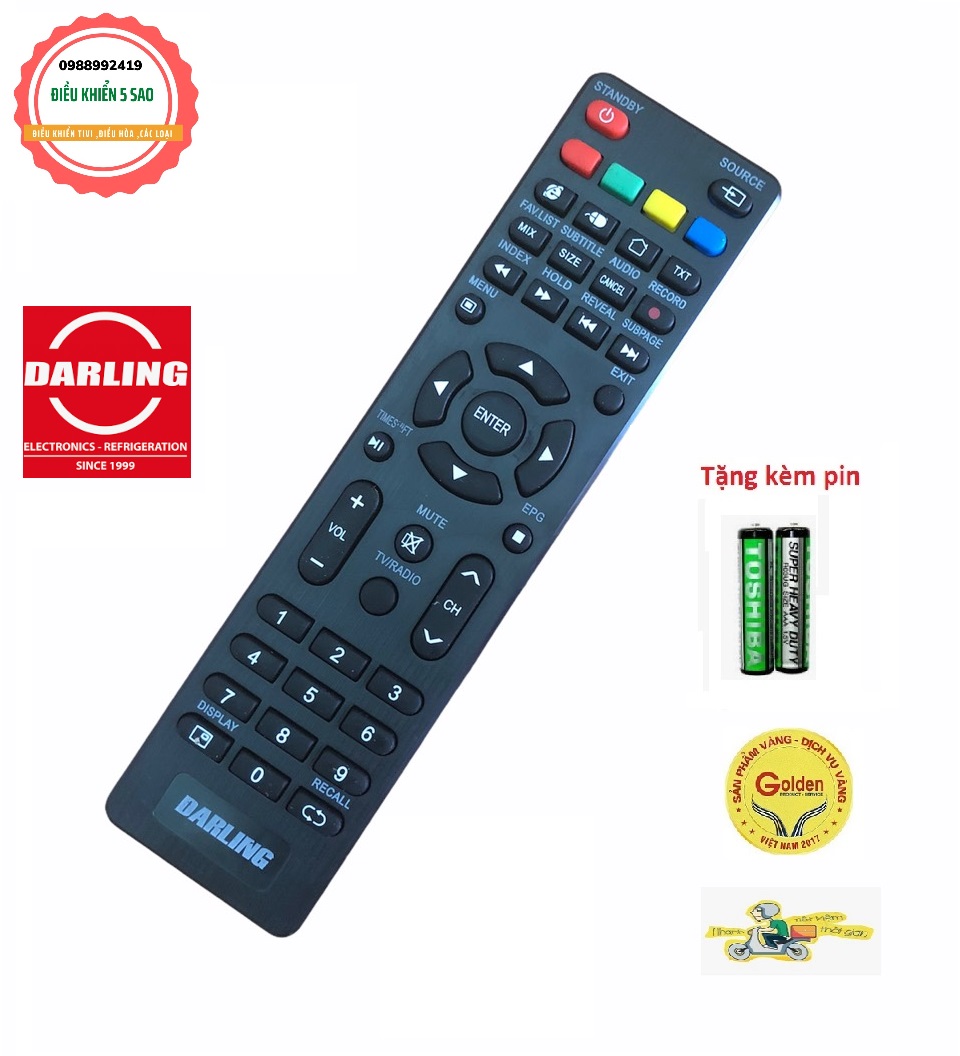 Điều khiển tivi Darling Smart internet loại tốt thay thế khiển zin theo máy - Tặng kèm pin - Remote Darling - Remote tivi Darling loại nhỏ vào mạng internet - Bảo hành 3 tháng