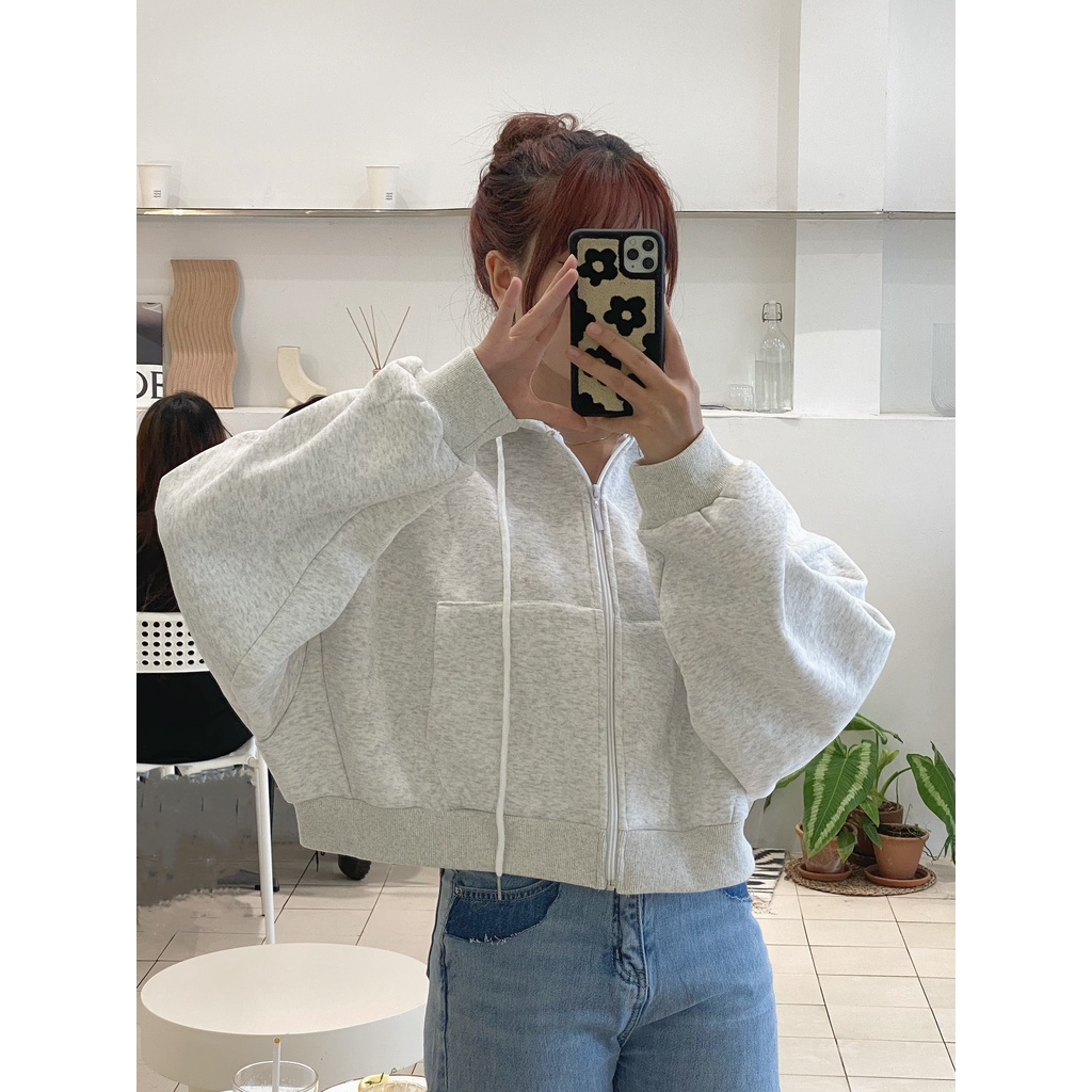 Áo hoodie zip croptop LOLLIE STUDIO TKA353