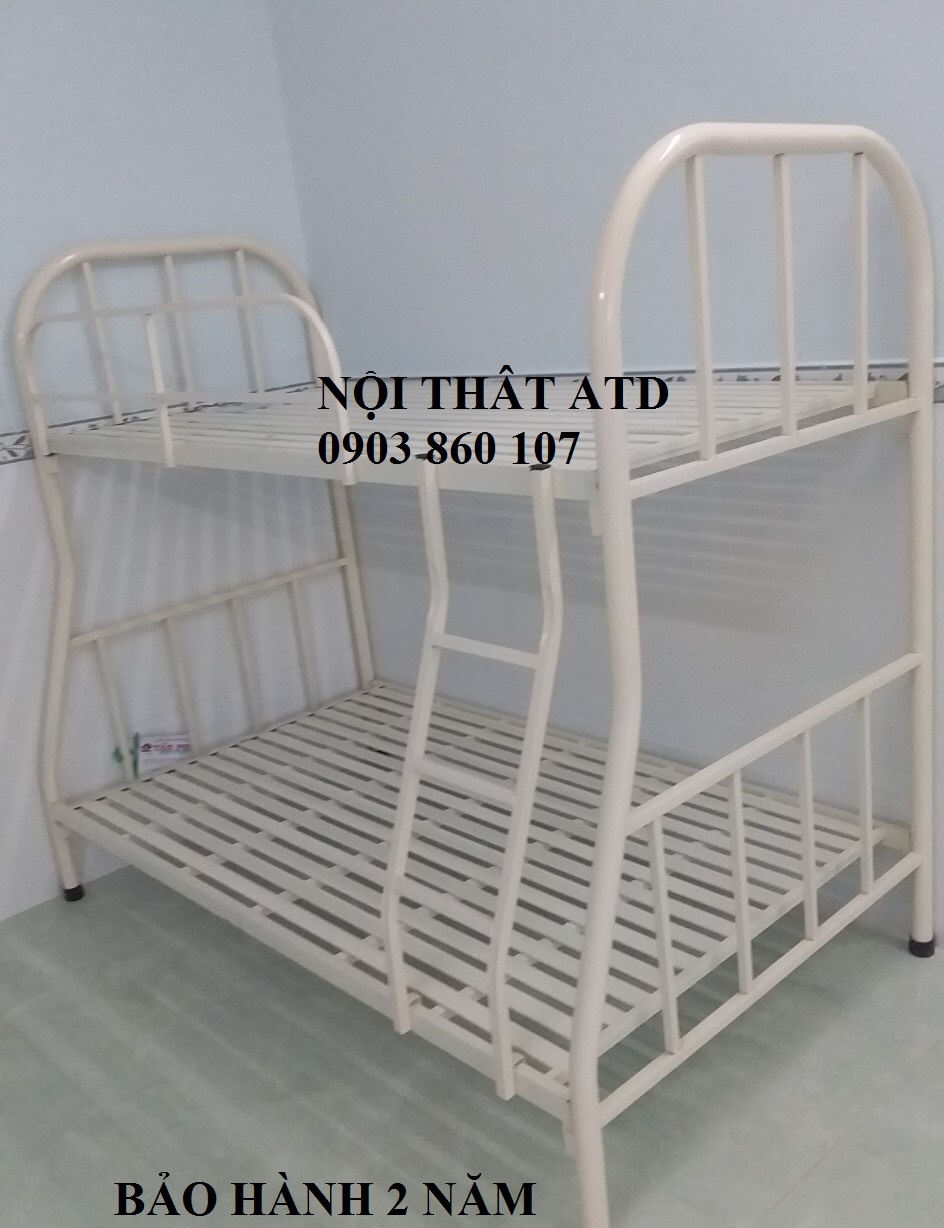 Giường tầng sắt giá rẻ - giường ngủ 2 tầng y hình 100% bảo hành 2 năm