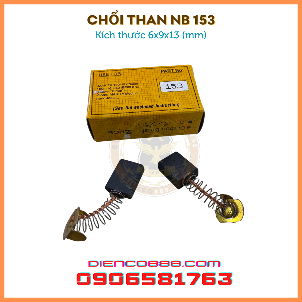 (Chính hãng) Chổi than 153 NB 6x13x17mm (có bán 10 cặp)