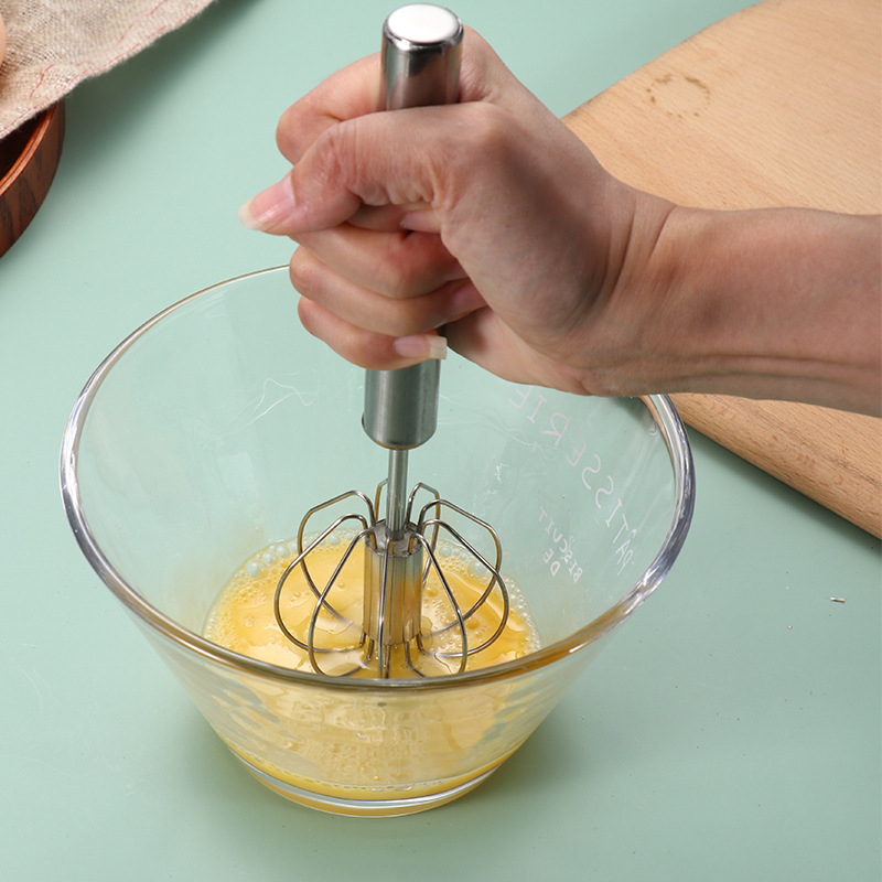 Self Rotating Shaft Stainless Steel Egg Beater