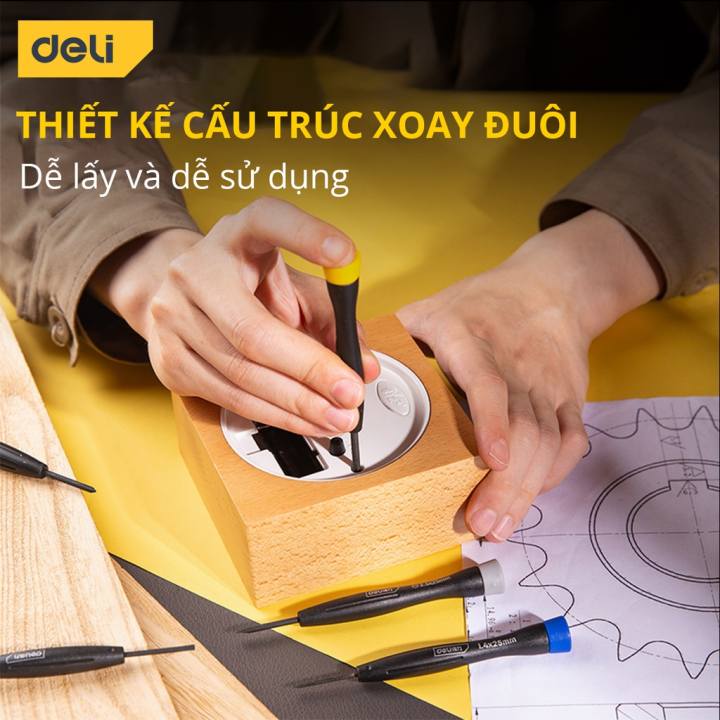 Bộ Tua Vít Đa Năng Deli Nhiều Màu Sắc Dễ Phân Biệt, Sử Dụng Cho Nhiều Kích Cỡ, Sửa Đồng Hồ, Linh Kiện - DL240006 - Hình ảnh 3