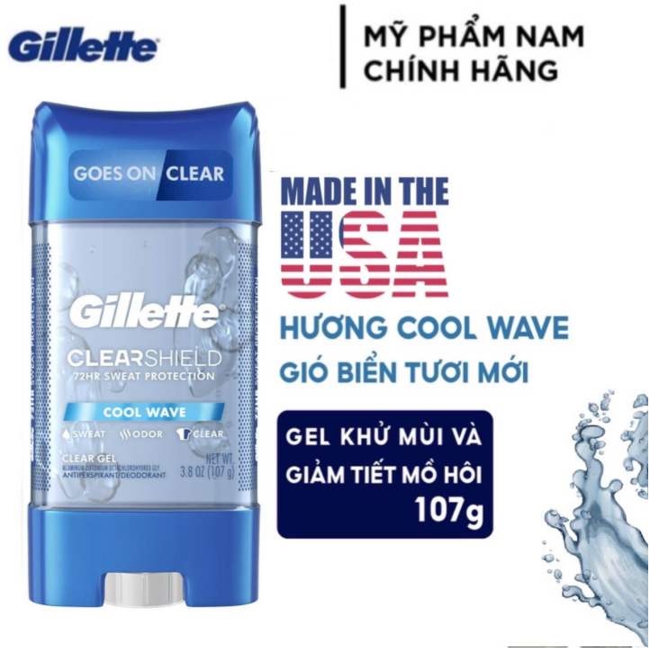 Lăn khử mùi nam Gillette Endurance Clear Gel Cool Wave 107g
