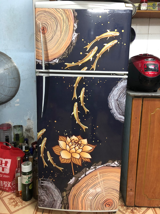 [HCM]Decal Dán Tủ Lạnh CÁ CHÉP VÀNG - THUTHAODECOR