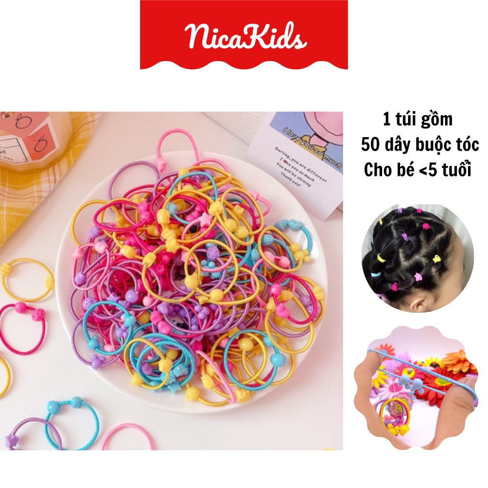 Túi 50 dây buộc tóc cho bé gái