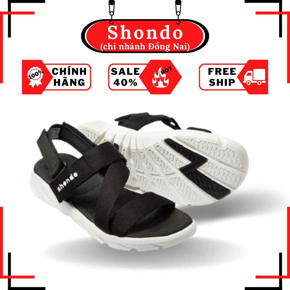 UI [SALE] Giày Sandals Nam Nữ SHONDO F6 Sport - F6S003 - Màu đen đế trắng YI