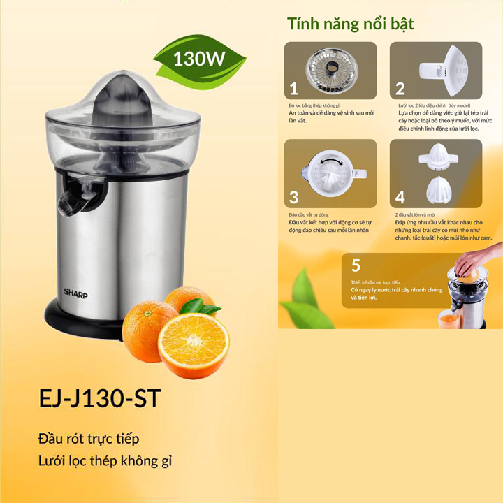 Máy Vắt Cam Sharp EJ-J130-ST