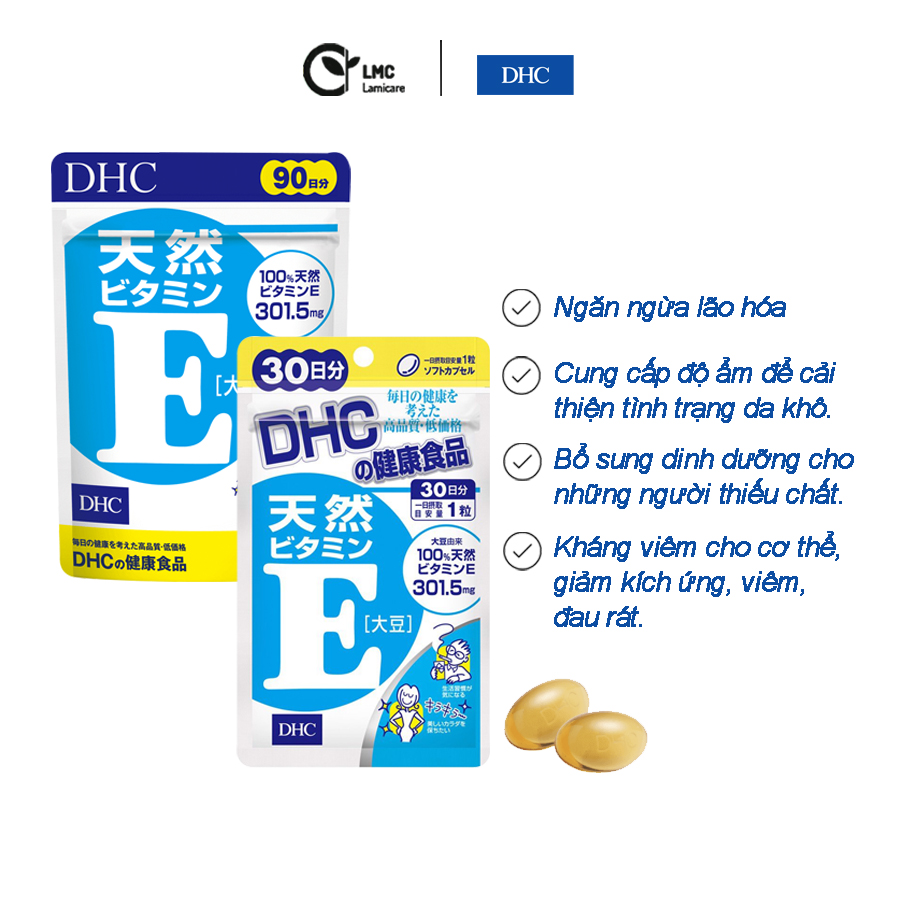 Viên uống vitamin E DHC Natural Vitamin E (Soybean) - Lamicare
