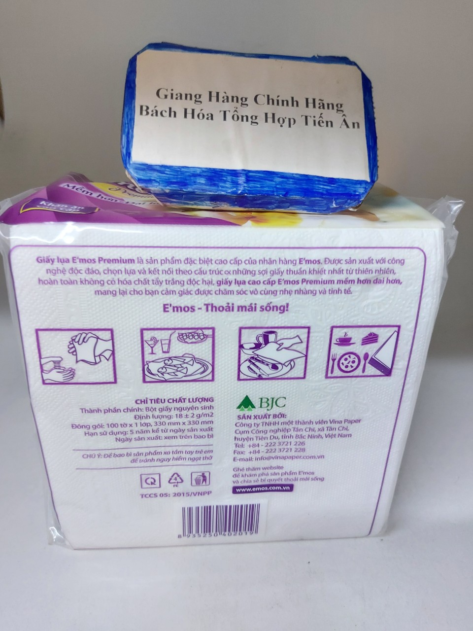 [HCM]2 Khăn giấy vuông E'mos Premium 100 tờ (2 bịch ) Mềm Hơn-Dai Hơn