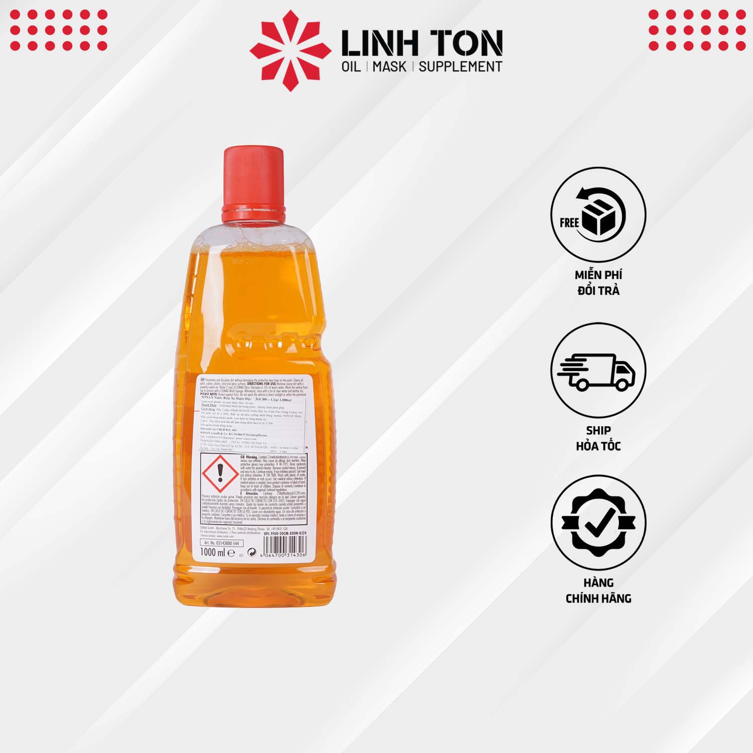 Nước rửa xe nhập khẩu SONAX Gloss Shampoo Concentrate (hiệu ứng cánh sen)