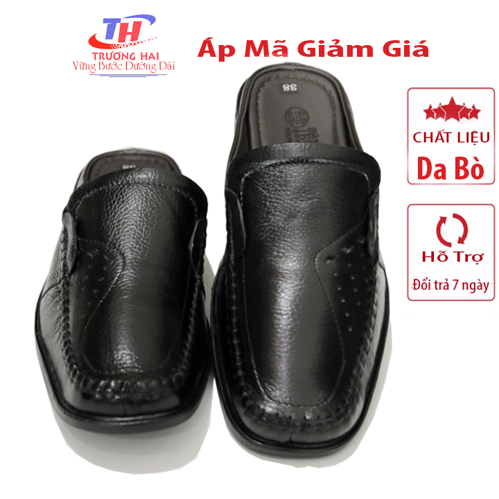 Giày Sabo Nam may mọi màu nâu Trường Hải da bò thật TH265