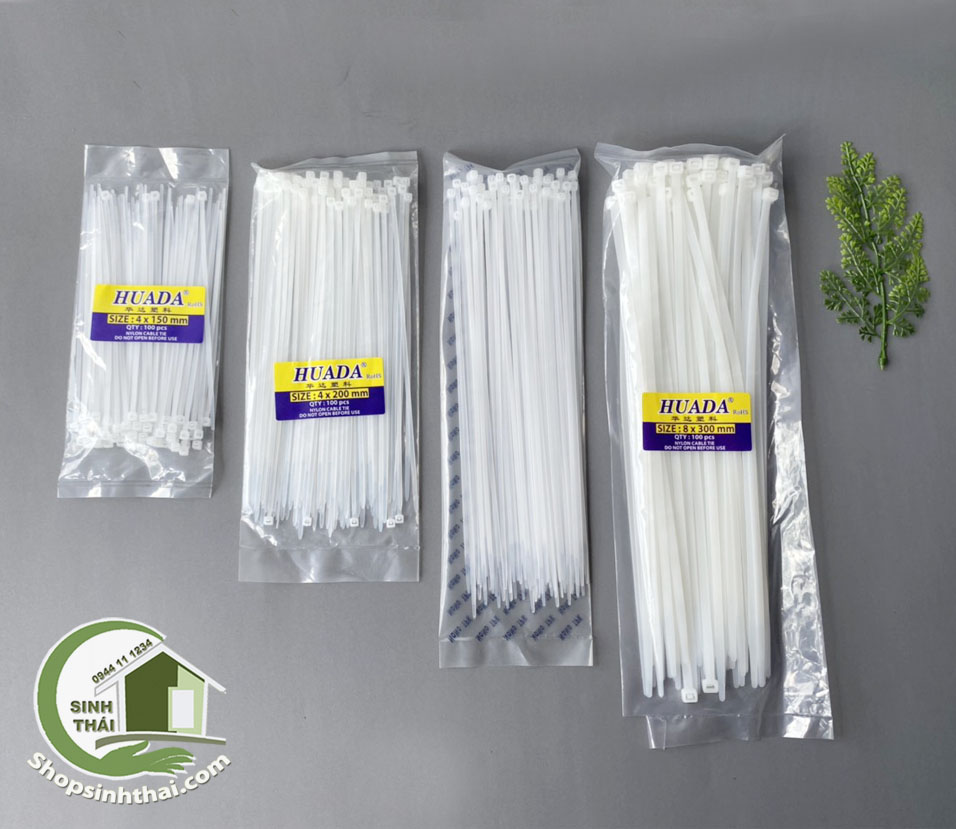 Dây rút nhựa, dây thít màu trắng cột dây điện, cột lan, bịch 100 cái dây gút nhiều kích thước - chọn loại